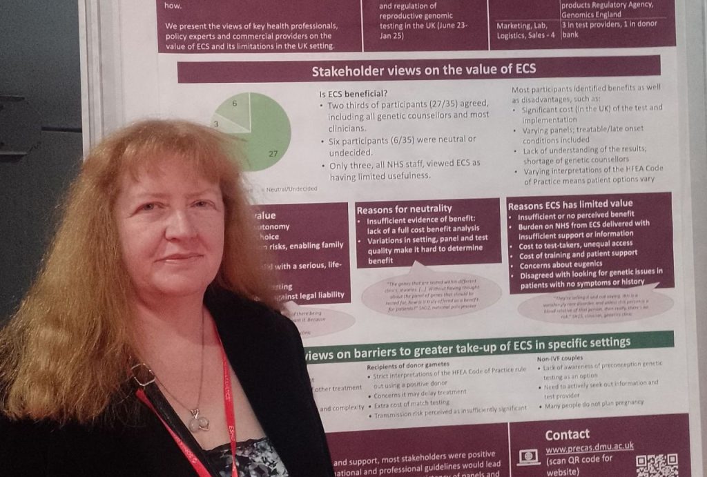 Kriss Fearon presenting a poster at ESHG Milan, May 2025